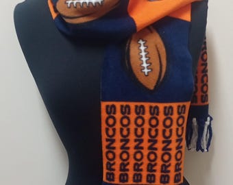 Denver Broncos Team Color Handcrafted Fringe Style "RALLY" Scarf