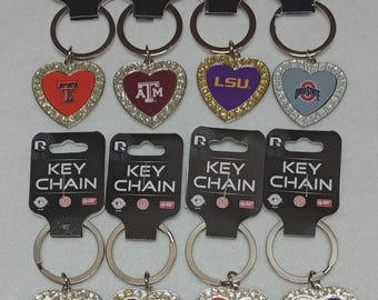NCAA Licensed Collegiate Heart Shaped Metal Keychain- 22 Different Teams