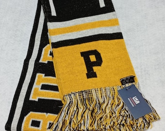 PITTSBURGH Football Black/ Gold/White Fringed Team Color Scarf   NEW 2024!!
