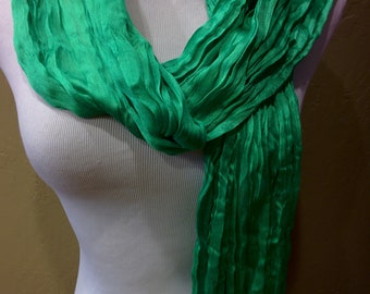 St. Patrick's Day Kelly Green Lightweight Solid Color High Quality Viscose Fringed Rectangular Scarf/Shawl