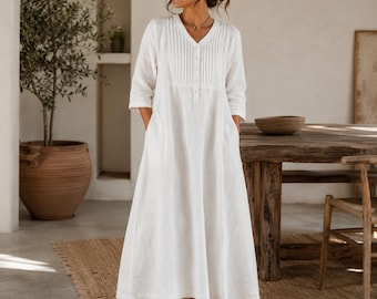 flowy linen dress Yumi Kim Mia in White,Orange 10 L 12 Lucy Cinched Waist Flowy Dress