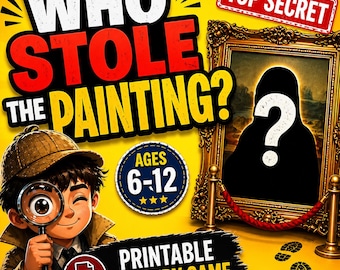 Juego imprimible de escape room para niños / El misterio del cuadro desaparecido (6-12 años) / Juego de detectives para niños / PDF para fiestas de cumpleaños y aula