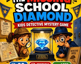 消えた学校のダイヤモンド | 子供向け探偵ミステリープリント | 脱出ゲーム教室アクティビティ PDF