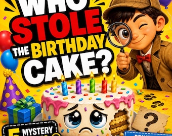 Juego de misterio y detectives para niños / Paquete de 5 juegos de misterio / Actividad imprimible para fiestas infantiles (de 5 a 10 años) / Juego de rompecabezas / Descarga instantánea en PDF