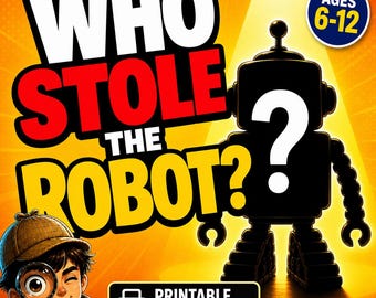 Juego imprimible de escape room para niños / El juego de misterio del robot desaparecido (6-12 años) / Juego de detectives para niños / PDF para fiestas de cumpleaños y aulas