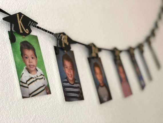Graduation Yearly Photo Banner in Black and Gold with Bows. Graduation Party Decorations. Class of 2019. Kinder-12th. Customize your Colors! Il_570xn