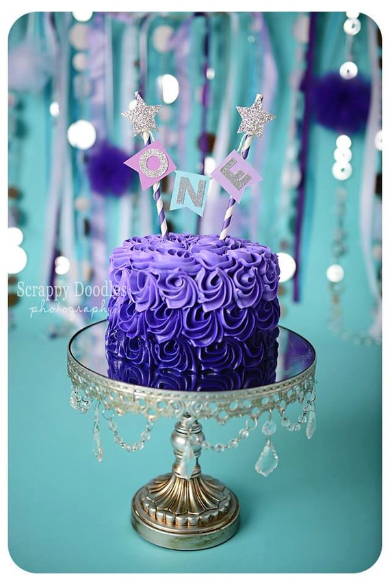 Under The Sea Cake Topper With Silver Glitter Stars Birthday Etsy