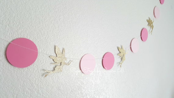 Fairy Garland in Pink and Gold Glitter. Birthday Decorations. Fairy Garden Birthday Party. Fairy Garland. 6.5 FT Il_570xn