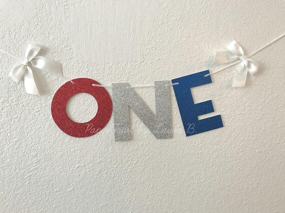 Red White And Blue Letter High Chair Banner For 4th Of July 1st Birthday Fourth Of July Birthday Party Decorations Americana Birthday