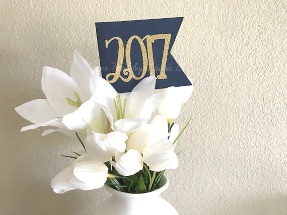 Class Of 2019 Graduation Center Pieces In Navy Blue And Gold