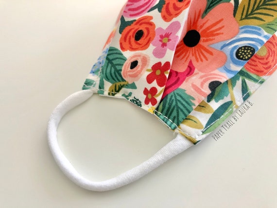Rifle Paper Co Reusable Handmade Face Mask with Nose Wire | Wildwood Garden Party | 100% Cotton Fashion Face Mask READY TO SHIP Il_570xn