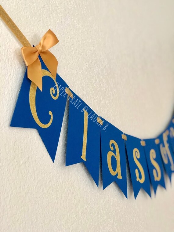 Royal Blue Class Of 2019 Graduation Banner With Gold Glitter Etsy