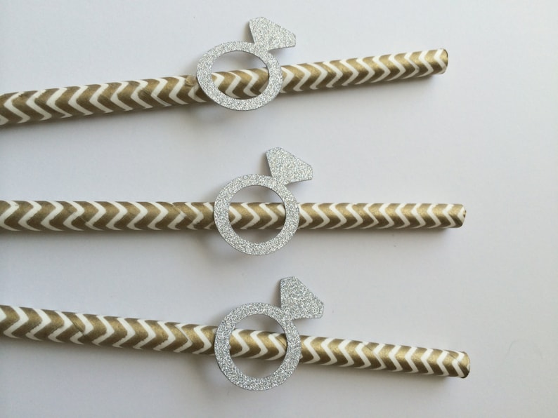 20 Chevron Paper Straws with Engagement Ring. Weddings Etsy
