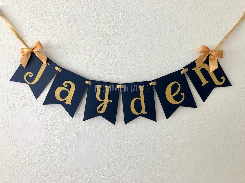 Customize your Colors Congratulations LW Graduation Custom Name Banner in Navy Blue /& Gold Glitter Class of 2019 Grad Party Decorations