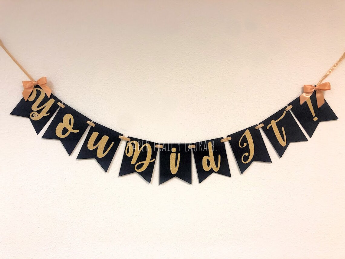 You Did It Graduation Banner in Black and Gold. Graduation - Etsy