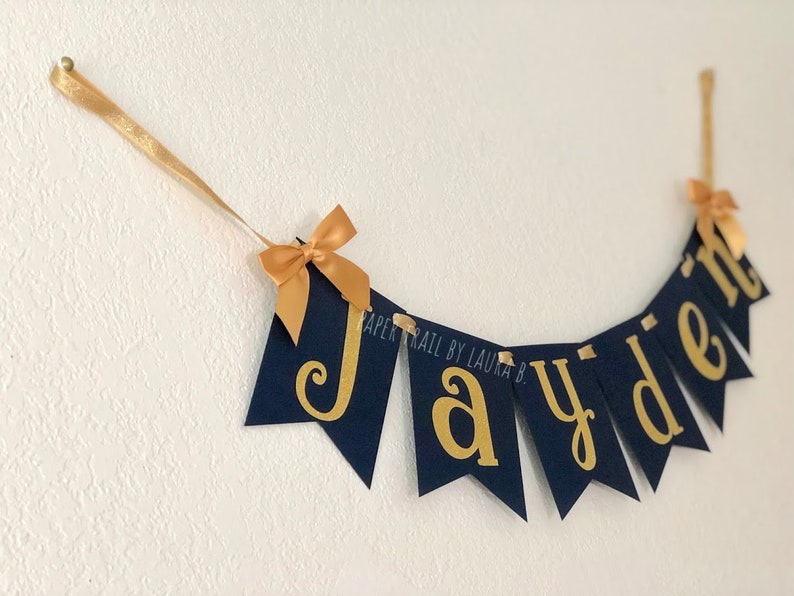 Customize your Colors Congratulations LW Graduation Custom Name Banner in Navy Blue /& Gold Glitter Class of 2019 Grad Party Decorations