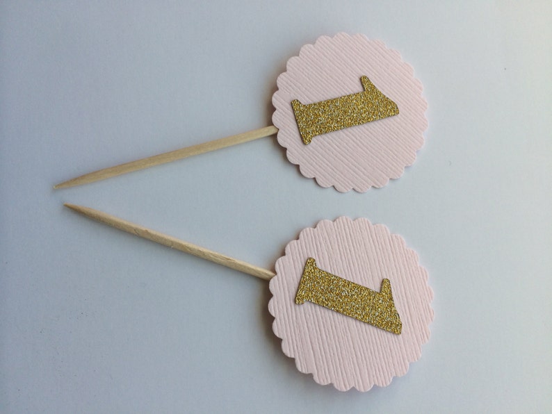 10 Pink and Gold Cupcake Topper for Birthday Party. 1st Etsy