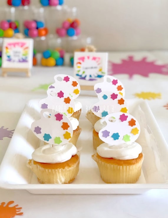 Art Party Cupcake Topper Paint Pallet. Art Party, Rainbow Party