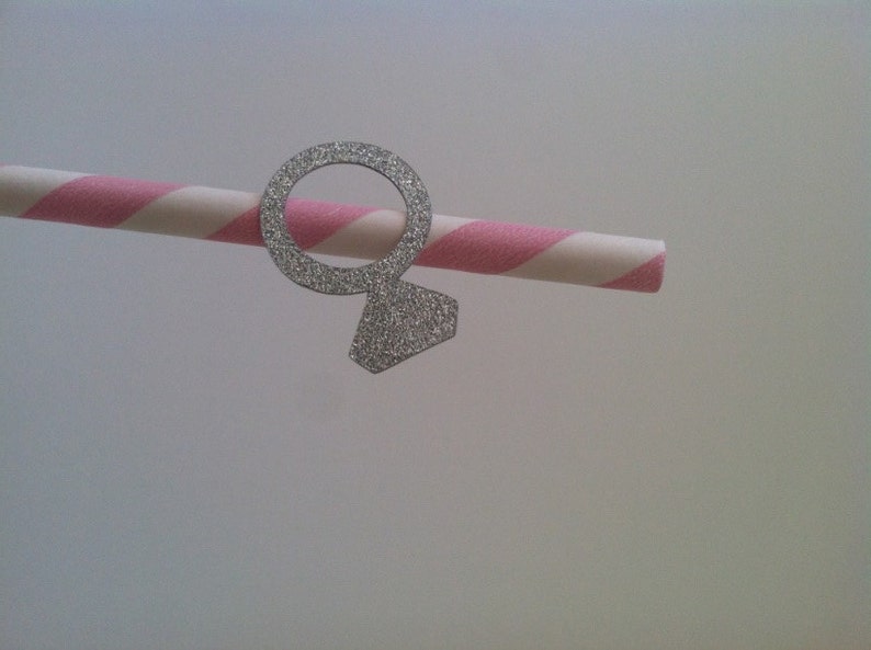 12 Silver Engagement Ring Paper Straws for Drinks. Bridal Etsy