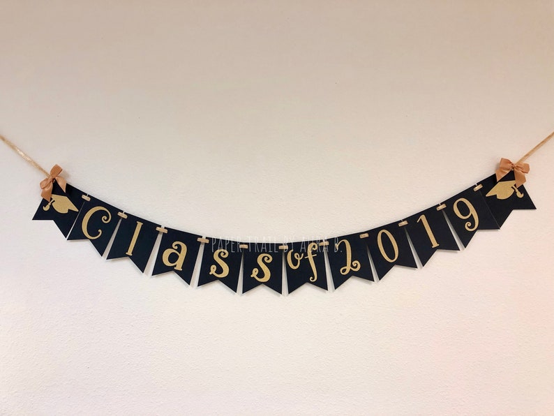 Class Of 2019 Graduation Banner In Navy Blue And Gold Etsy