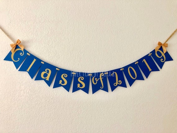 Royal Blue Class Of 2019 Graduation Banner With Gold Glitter Etsy