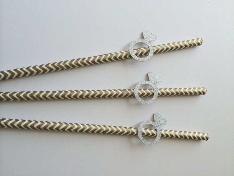 20 Chevron Paper Straws with Engagement Ring. Weddings Etsy