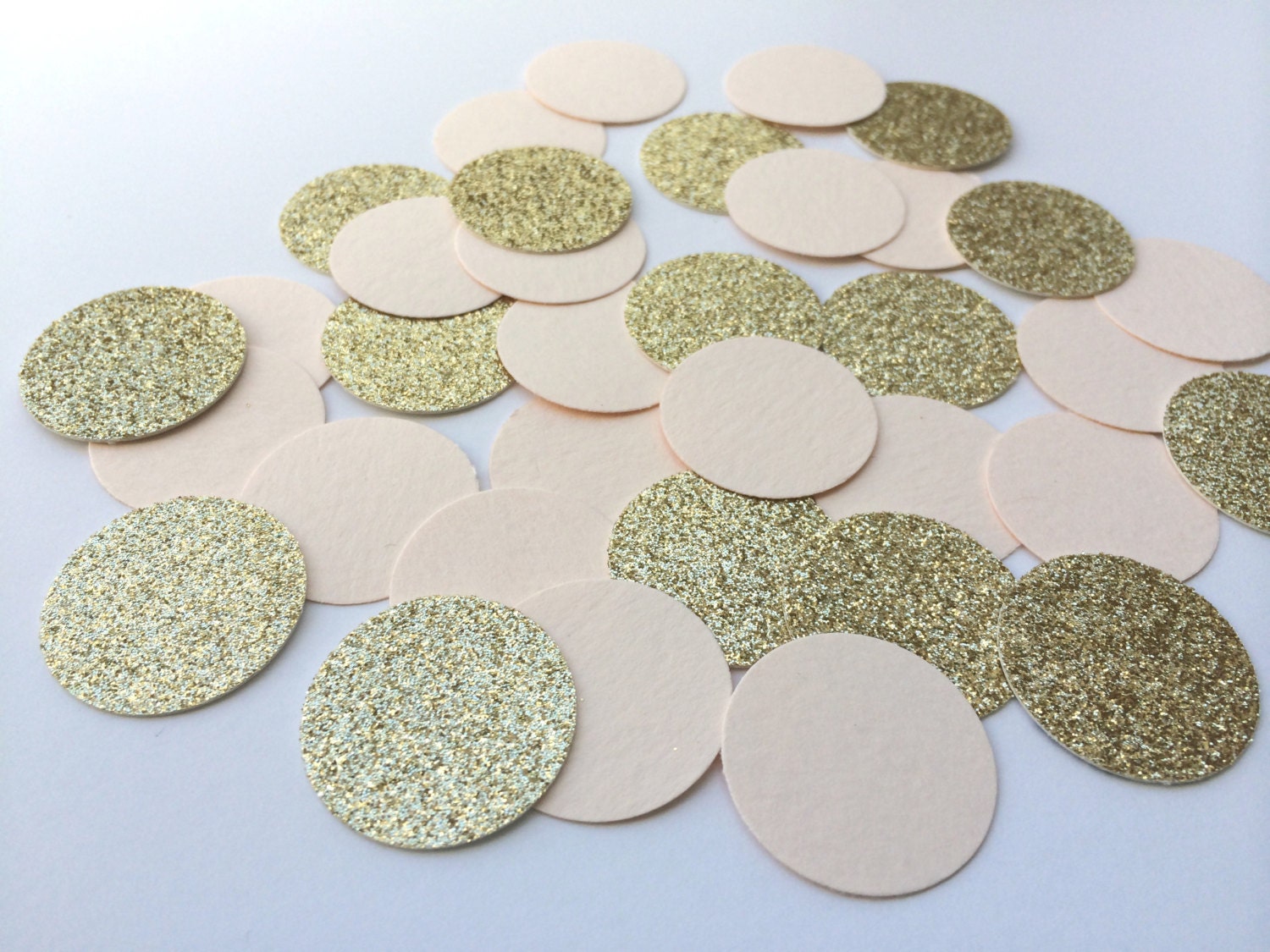 BLUSH and GOLD Glitter Confetti. Circle Confetti for Etsy