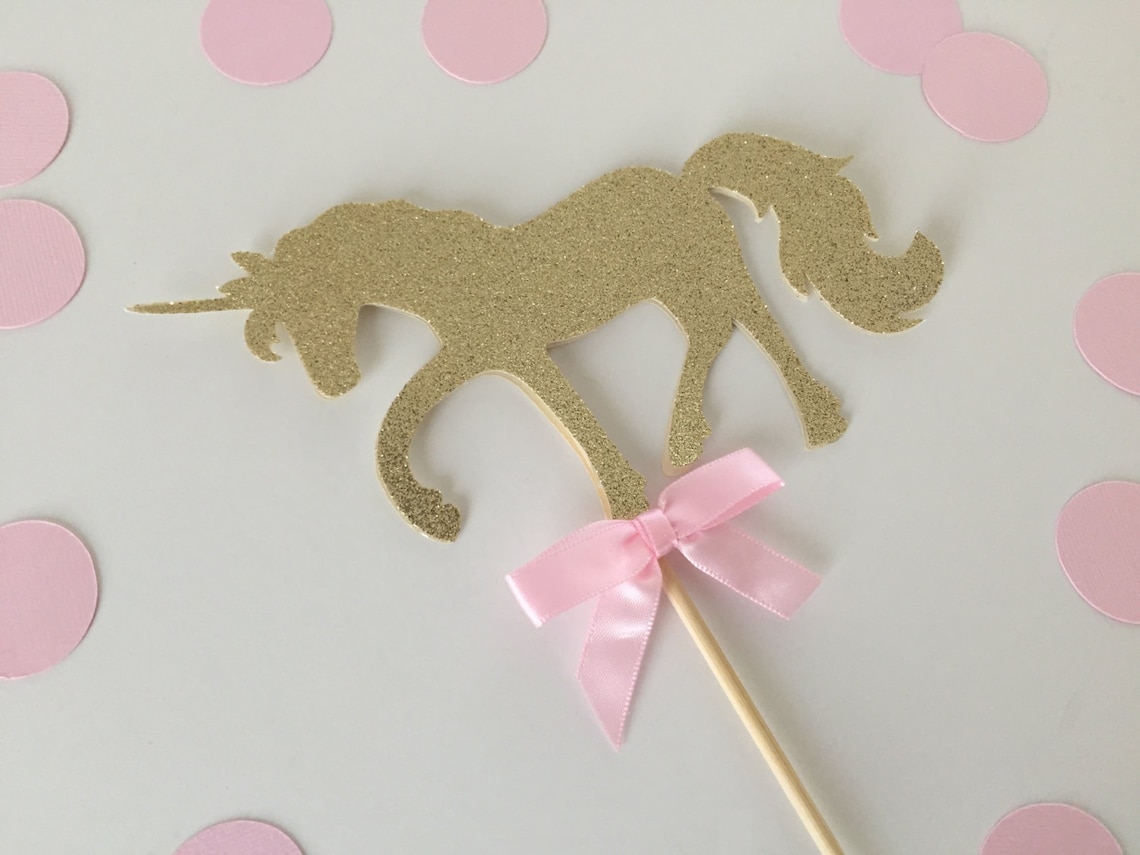Pink and Gold Unicorn Cake Topper. Birthday Party Decorations. Etsy