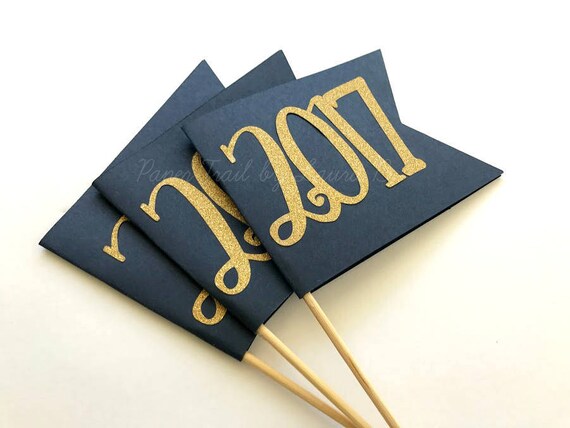 5 Class Of 2019 Graduation Center Pieces In Navy Blue And Etsy