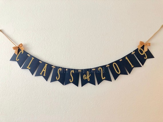 Class Of 2019 Graduation Banner In Navy Blue And Gold Graduation