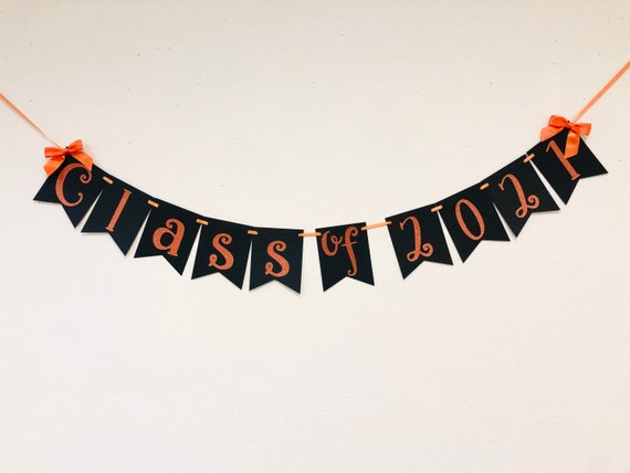 Class of 2021 Graduation Banner in Black and Orange. Graduation Party ...