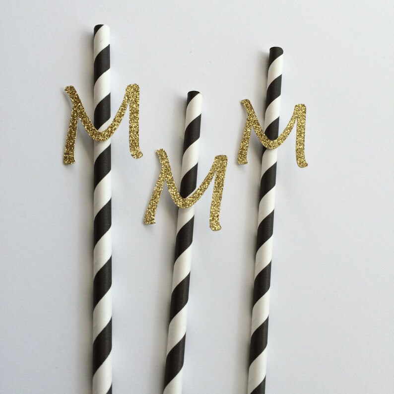Black and Gold Letter Cutout. Gold Glitter. Birthday | Etsy