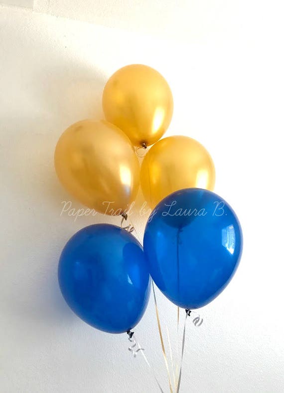 Blue And Gold Latex Balloon Bouquet For Graduation Party Etsy
