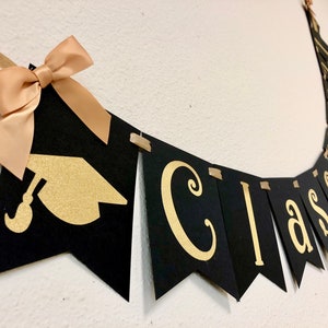 Class of 2023 Graduation Banner in Black and Gold.  Graduation Party Decorations.  Graduation Celebration. Customize your Colors! LW