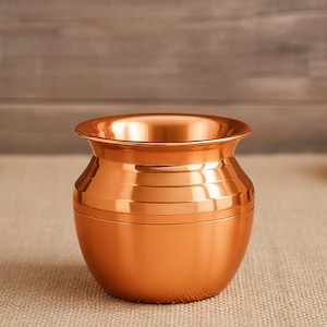 100% Pure Copper Lota for Puja 600 ml, Premium Copper Kalash Water Pot for Pooja Rituals