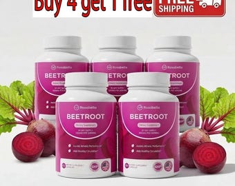 Buy 4 get 1 free Combo Rosabella Beetroot Capsules (300 Count), Enhance Immunity, Circulation, Sleep,Energy, Stamina, Anti-aging, Detox
