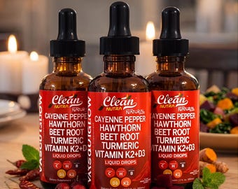 3 Pcs Clean Nutra Cayenne Pepper Liquid Drops-Lab tested- All-in-One Heart & Circulation Support , Travel-Friendly Daily Wellness Supplement