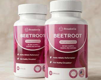 2 Pcs Rosabella Organic Beetroot Capsules (120 Capsules), Enhance Blood circulation, Immunity, Sleep, Energy, Endurance, Packing & Stamina