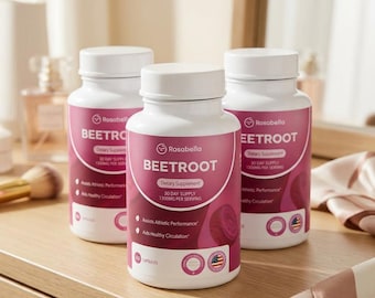 3 Bottles Rosabella Organic Beetroot Capsules (180 Capsules), Enhance Blood circulation,Immunity,Energy,Endurance,Packing & Stamina