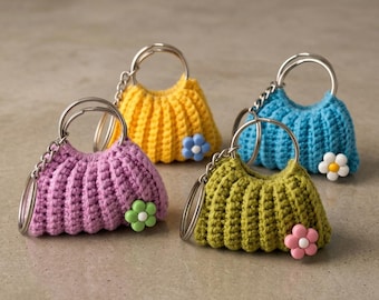 Patrón de llavero de bolso de ganchillo en PDF / Patrón de llavero de mini bolso adorable / Descarga digital instantánea