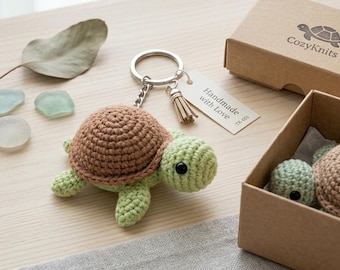 Schema PDF per portachiavi a forma di tartaruga all'uncinetto / Portachiavi amigurumi a forma di tartaruga / Mini ciondolo a forma di tartaruga marina / Download immediato