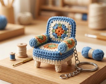 Crochet Miniature Armchair Keychain Pattern PDF