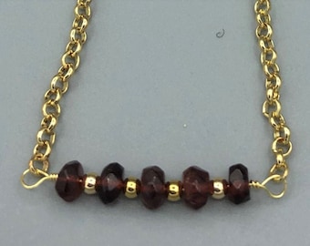 Garnet Bar Necklace III OOAK