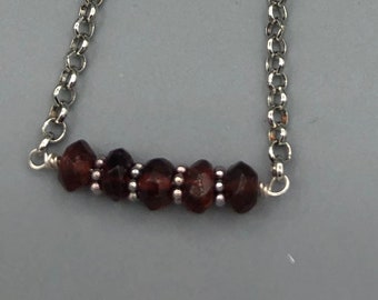 Garnet Bar Neckace OOAK