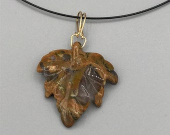 Rhyolite Leaf Pendant OOAK