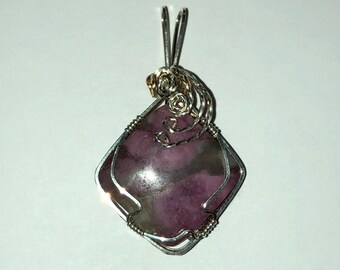 Pink Tourmaline in Quartz Pendant OOAK