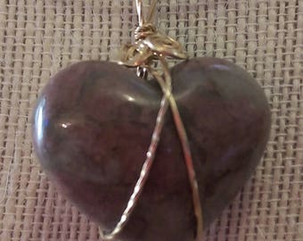 OOAK Rhodonite Puffy Heart