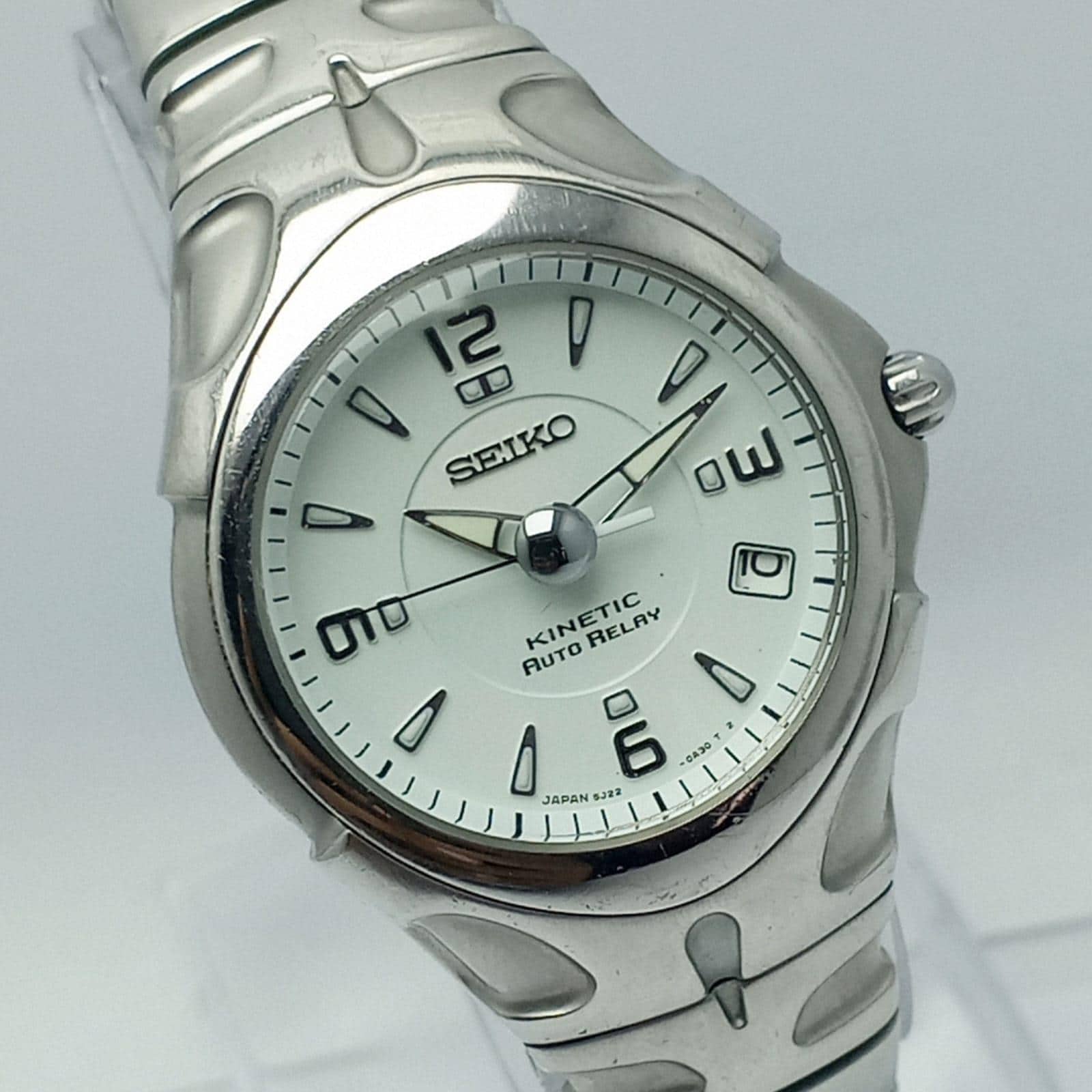 Seiko Kinetic Auto Relay Quartz 5J22-0A30 Vintage Men's Watch