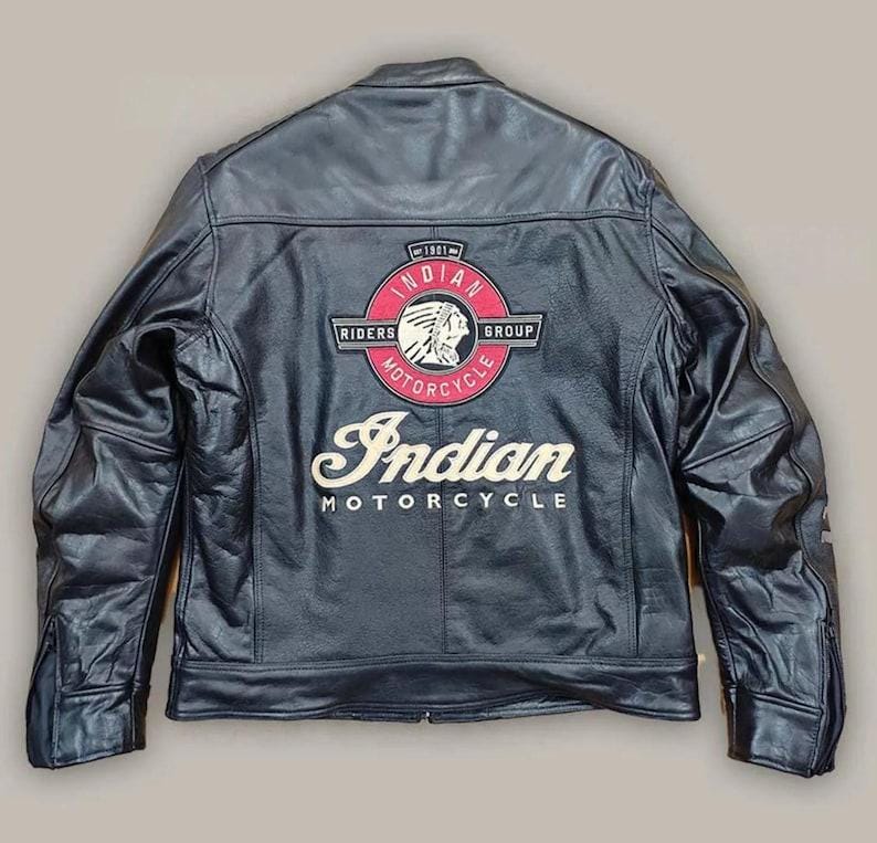 Indian Ranger Indian Motorcycle Leather Jacket. Vintage Biker Racing Jacket Men ...