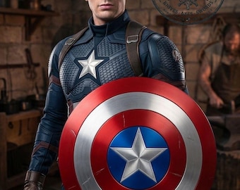 Captain America Shield Replica Steel Wall Decor Marvel Inspired Round Shield Cosplay Prop LARP Display Gift 24 Inch Handmade